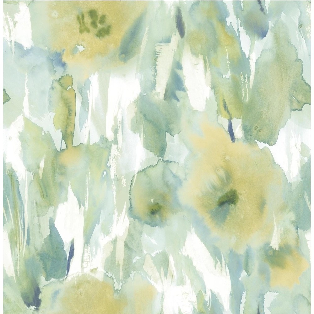 Grace & Gardenia GW2014 Watercolor Floral Fresh Peel and Stick Wallpaper Green
